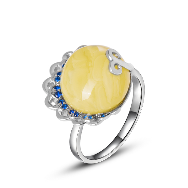 凤凰涅槃-蜜蜡银镶戒指