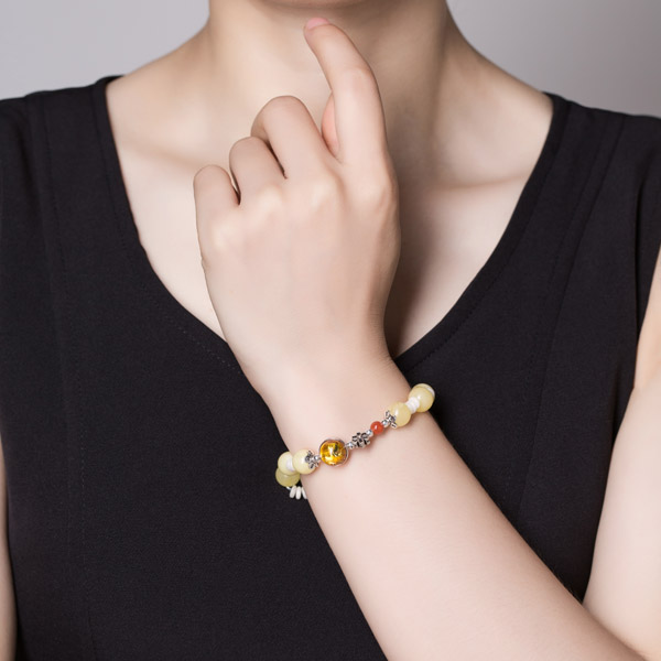 组合珀银镶手链（蜡）