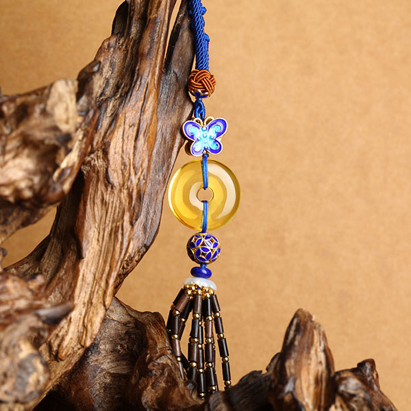 金珀素石挂件平安扣