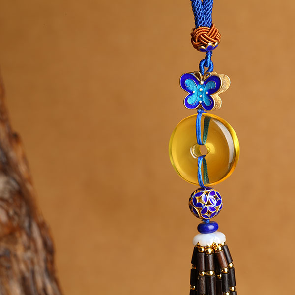 金珀素石挂件平安扣