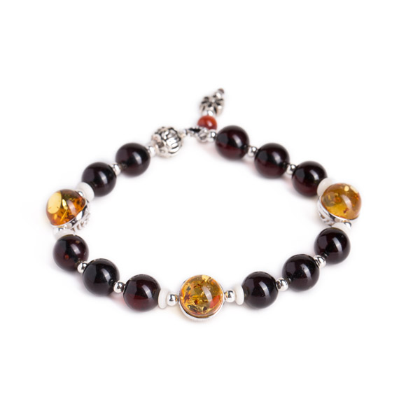 组和珀银镶手链